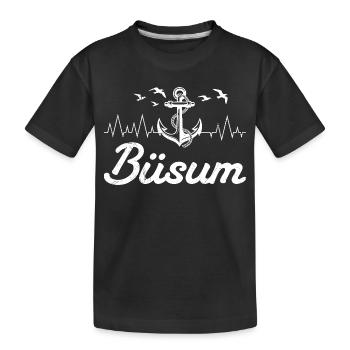 Nordsee Urlaub BÜSUM Wattenmeer Lustiges - Kinder Premium Bio T-Shirt - Schwarz - Vorne