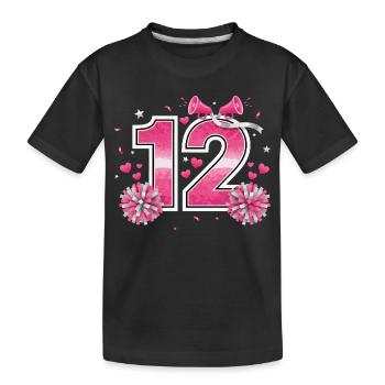 12 Birthday Cheerleader Girl - Kids' Premium Organic T-Shirt - black - Front
