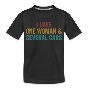 Eine Frau und viele Autos: Autohumor - Kinder Premium Bio T-Shirt - Schwarz - Vorne