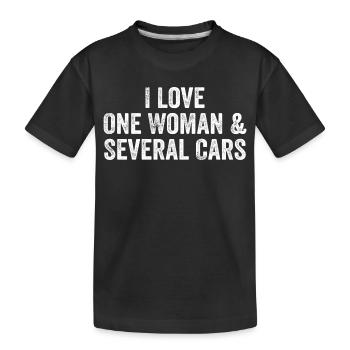 Eine Frau und viele Autos: Autohumor - Kinder Premium Bio T-Shirt - Schwarz - Vorne