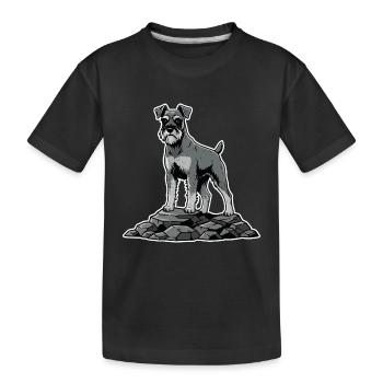 Schnauzerhund auf Felsen – stolzes Bartporträt - Kinder Premium Bio T-Shirt - Schwarz - Vorne