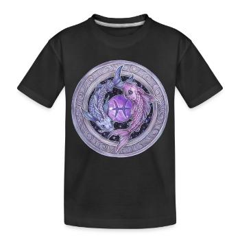 Zodiac Sign Sternzeichen Fische Pisces Geschenk - Kinder Premium Bio T-Shirt - Schwarz - Vorne