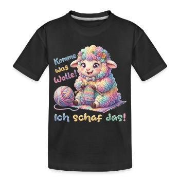 Komme was wolle ich schaf das  - Kinder Premium Bio T-Shirt - Schwarz - Vorne