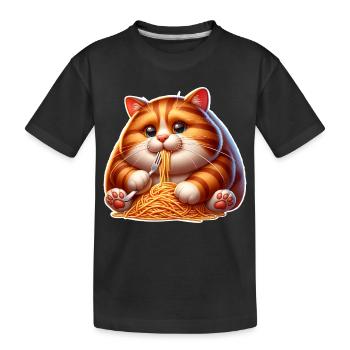 Cat Pasta - Kids' Premium Organic T-Shirt - black - Front