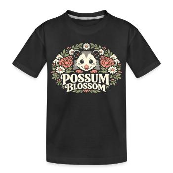 Possum Blossom - Kids' Premium Organic T-Shirt - black - Front
