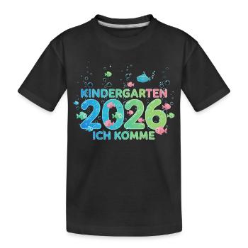 Kindergarten Ich komme 2026 Fische - Kinder Premium Bio T-Shirt - Schwarz - Vorne