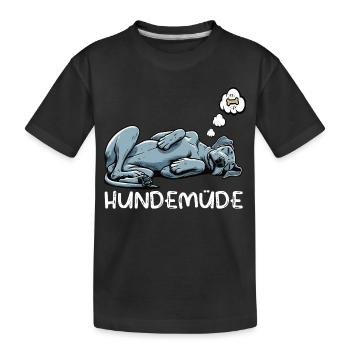 Hundemüde Deutsche Dogge Doggen Doggenbesitzer  - Kinder Premium Bio T-Shirt - Schwarz - Vorne