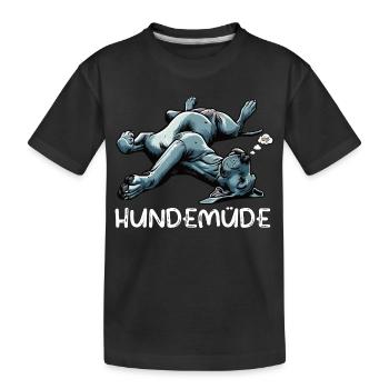 Hundemüde Deutsche Dogge Doggen Doggenbesitzer  - Kinder Premium Bio T-Shirt - Schwarz - Vorne