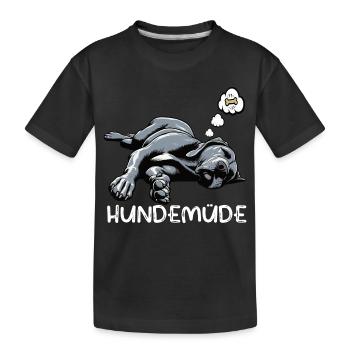 Hundemüde Deutsche Dogge Doggen Doggenbesitzer  - Kinder Premium Bio T-Shirt - Schwarz - Vorne