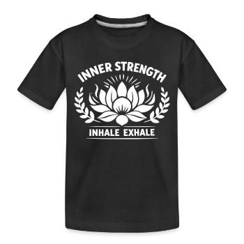 Inner Strength Inhale Exhale Lotus Kraft - Kinder Premium Bio T-Shirt - Schwarz - Vorne