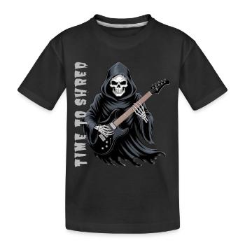 Grim Reaper Rockt Die Gitarre - Kinder Premium Bio T-Shirt - Schwarz - Vorne