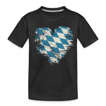 Cœur rétro Bavière avec motif de losanges bleu-blanc - T-shirt bio Premium Enfant - noir - Devant