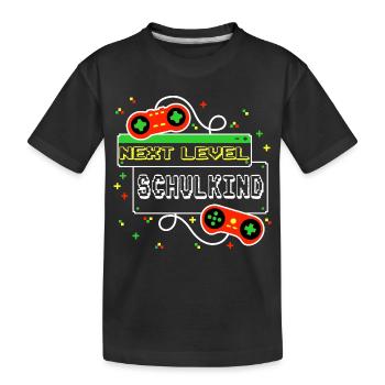 Next Level Schulkind - Gaming Zocken Einschulung - Kinder Premium Bio T-Shirt - Schwarz - Vorne