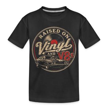 Passion for vinyl and V8 cars - Kids' Premium Organic T-Shirt - black - Front