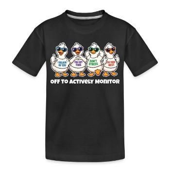 Lustige Motivations-Enten Actively Monitor - Kinder Premium Bio T-Shirt - Schwarz - Vorne