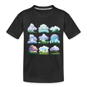Wolkenlandschaften Cartoon Set - Kinder Premium Bio T-Shirt - Schwarz - Vorne