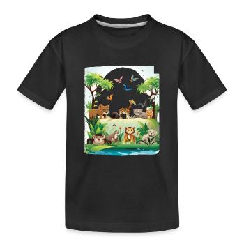Jungle Tierwelt Safari - Kinder Premium Bio T-Shirt - Schwarz - Vorne