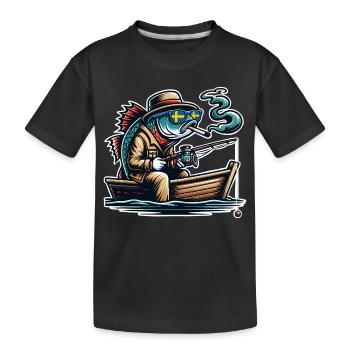 Sweden Fishing Fish - Kids' Premium Organic T-Shirt - black - Front