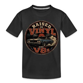 Vinyl- und V8-Motoren: Vintage Auto Design - Kinder Premium Bio T-Shirt - Schwarz - Vorne