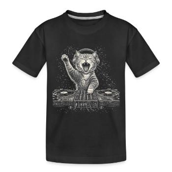 Platine Cat DJ Écouteurs Musicaux Platines - T-shirt bio Premium Enfant - noir - Devant