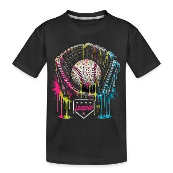 Baseball Handschuh Legend Bunt Grafik - Kinder Premium Bio T-Shirt - Schwarz - Vorne