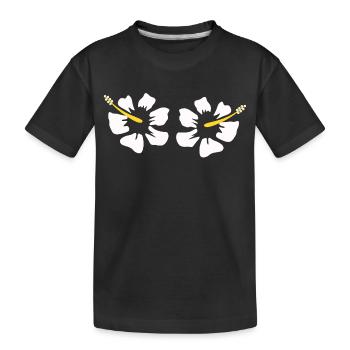 Hawaiiblume Hibiskus Hibiskusblüte Urlaub Geschenk - Kinder Premium Bio T-Shirt - Schwarz - Vorne
