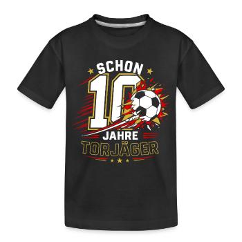 10 Jahre Torjäger Fußball Geburtstag Geschenk - Kinder Premium Bio T-Shirt - Schwarz - Vorne