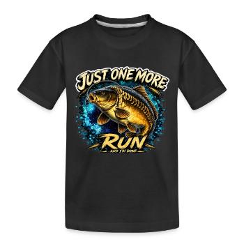 Nur noch eine Runde Karpfenfischerei-Design - Kinder Premium Bio T-Shirt - Schwarz - Vorne