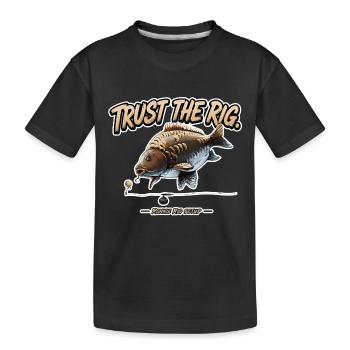 Trust The Rig Karpfenfischen Ronnie Rig - Kinder Premium Bio T-Shirt - Schwarz - Vorne