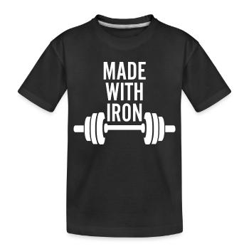 Made With Iron Weightlifting - Kids' Premium Organic T-Shirt - black - Front