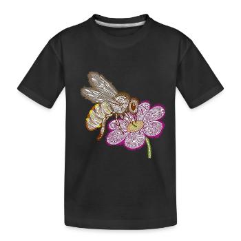 Zentangle-Biene - Kinder Premium Bio T-Shirt - Schwarz - Vorne