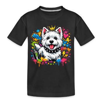 Westie Graffiti Design – Art urbain coloré - T-shirt bio Premium Enfant - noir - Devant