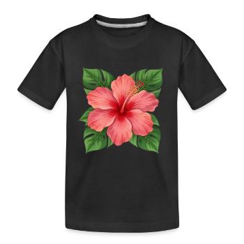 Hawaiiblume Hibiskus Hibiskusblüte Urlaub Geschenk - Kinder Premium Bio T-Shirt - Schwarz - Vorne