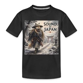 Japanisches Kitsune-Flötendesign - Kinder Premium Bio T-Shirt - Schwarz - Vorne