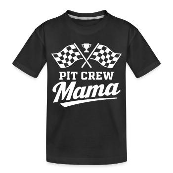 Pit Crew Mama Motorsport Racing Design - Kinder Premium Bio T-Shirt - Schwarz - Vorne