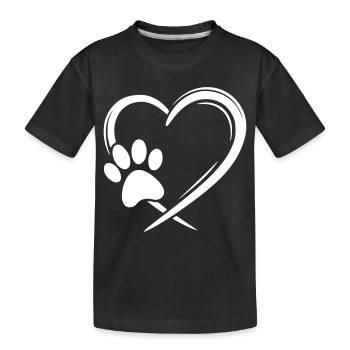 Pfote Herz - Kinder Premium Bio T-Shirt - Schwarz - Vorne