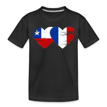Cœur du drapeau Chili et de la France utilisé - T-shirt bio Premium Enfant - noir - Devant