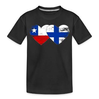 Chile Finnland Flagge Herz - Kinder Premium Bio T-Shirt - Schwarz - Vorne