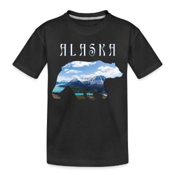 Alaska-Bär mit See und Berg-Alaska - Kinder Premium Bio T-Shirt - Schwarz - Vorne