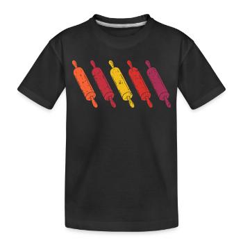 Rouleau à pâtisserie rétro vintage boulanger boulanger boulanger pâtissier - T-shirt bio Premium Enfant - noir - Devant