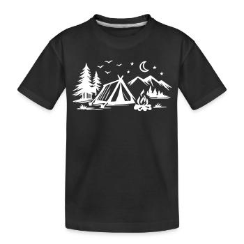 Camping Tent - Kids' Premium Organic T-Shirt - black - Front