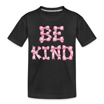 Be Kind T-Shirt Nœud Rose Coquette Aesthetic - T-shirt bio Premium Enfant - noir - Devant