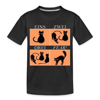 Vier Katzen Panels mit Spruch Fear - Kinder Premium Bio T-Shirt - Schwarz - Vorne