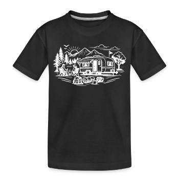 Paysage des caravanes de camping - T-shirt bio Premium Enfant - noir - Devant