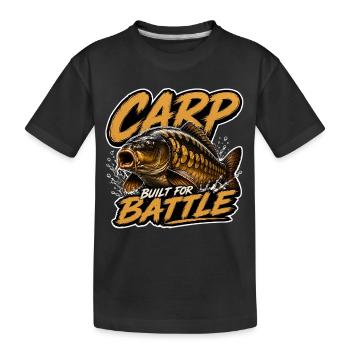 Karpfen gebaut für das Kampffischen-Design - Kinder Premium Bio T-Shirt - Schwarz - Vorne