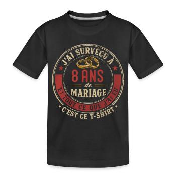 Humour Anniversaire : J'ai Survécu à 8 Ans - T-shirt bio Premium Enfant - noir - Devant