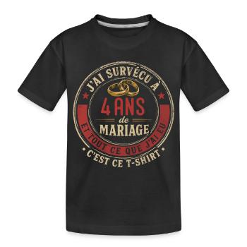 Humour Anniversaire : J'ai Survécu à 4 Ans - T-shirt bio Premium Enfant - noir - Devant