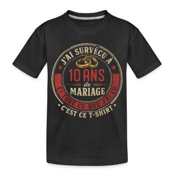 Humour Anniversaire : J'ai Survécu à 10 Ans - T-shirt bio Premium Enfant - noir - Devant