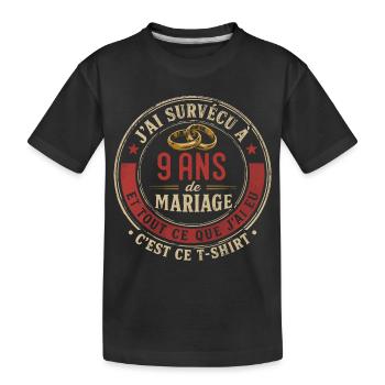 Humour Anniversaire : J'ai Survécu à 9 Ans - T-shirt bio Premium Enfant - noir - Devant