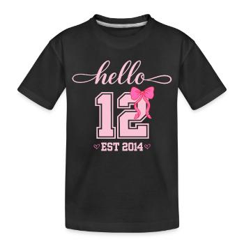 Bonjour naissance de la fille Coquette Bow 12 Est 2014 - T-shirt bio Premium Enfant - noir - Devant